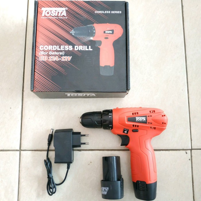 Mesin Bor Battery Baterai Cas Charger Cordless Drill Tosita