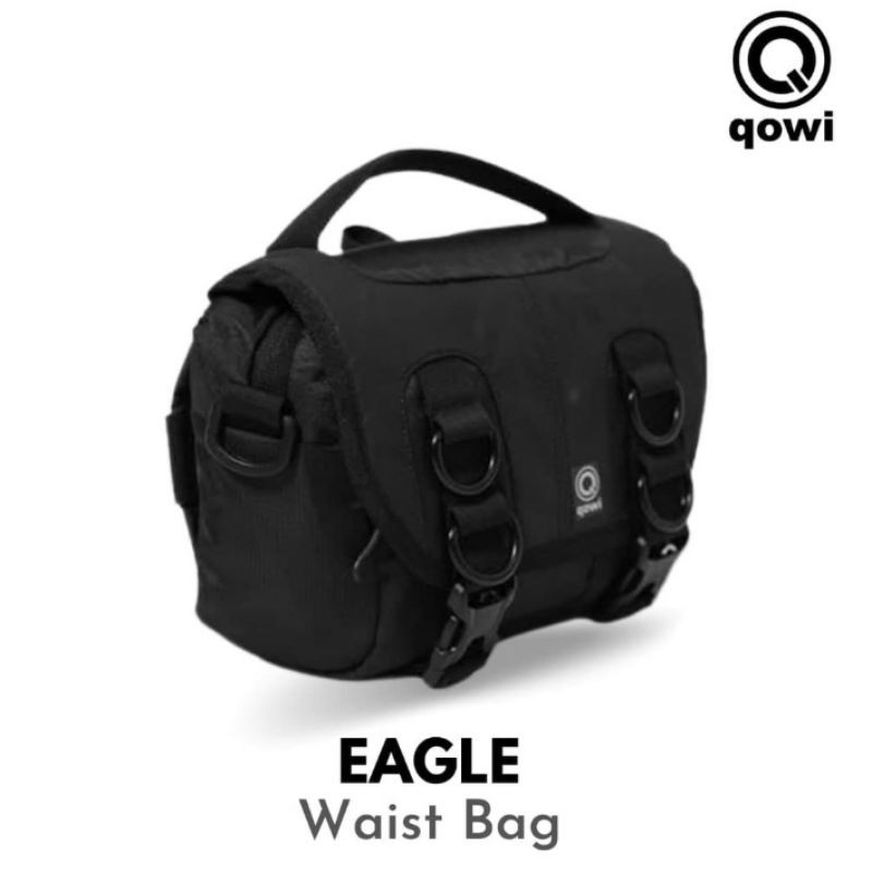 Tas Slempang Hitam Pria Anti Air 3 Model Qowi Waistbag Eagle 3 in 1- Black Garansi 1 Tahun