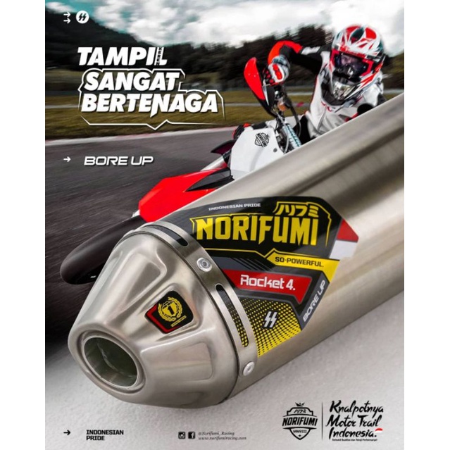 Knalpot Norifumi Rocket 4 SS BORE UP KLX DTRACKER 150