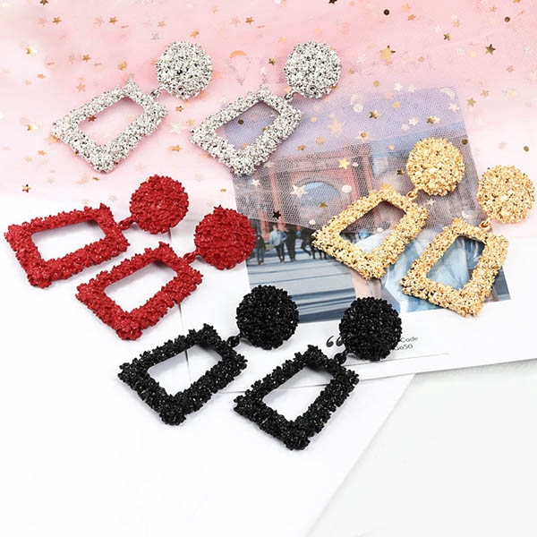 [Bayar Di Tempat] Anting Korea Panjang anting Trapesium Paduan Geometri Anting Aksesori Mode