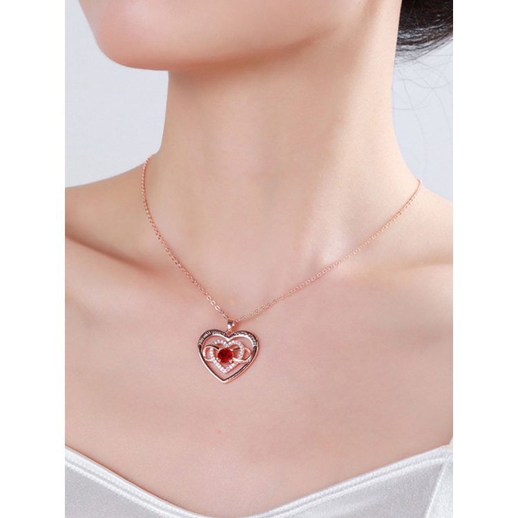 Kalung Choker Liontin Hati Mawar Merah Warna Emas Untuk Wanita