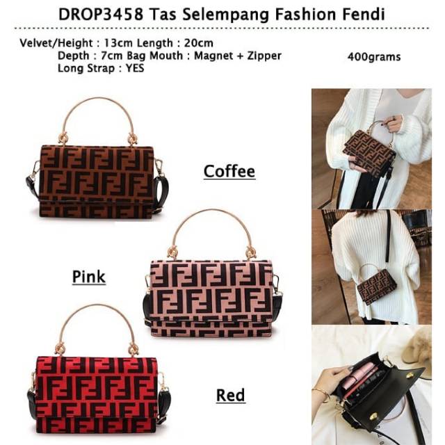 DROP3458. PROMO Tas Fashion Fendi. Bahan Velvet