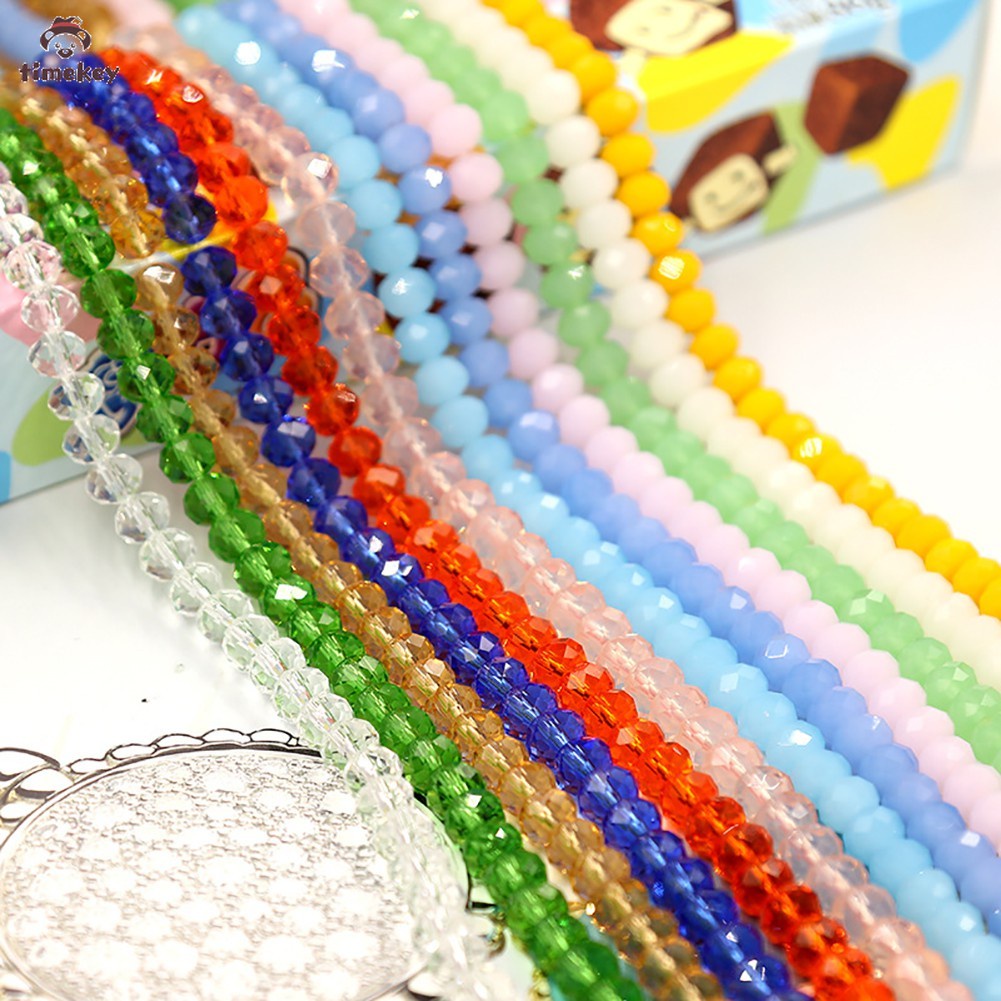 【TK】 6mm Multi colors Crystal Faceted Rondelle Glass Beads Bracelet Necklace DIY Jewelry Making Accessories