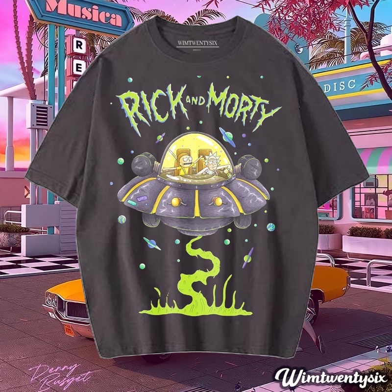 KAOS CARTOON 90 S VINTAGE TEE (OVERSIZE DARK GREY T-SHIRT)
