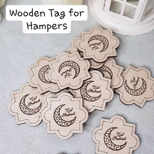 Hampers Hang Tag Kayu Idul Fitri/ Tag Parcel Lebaran