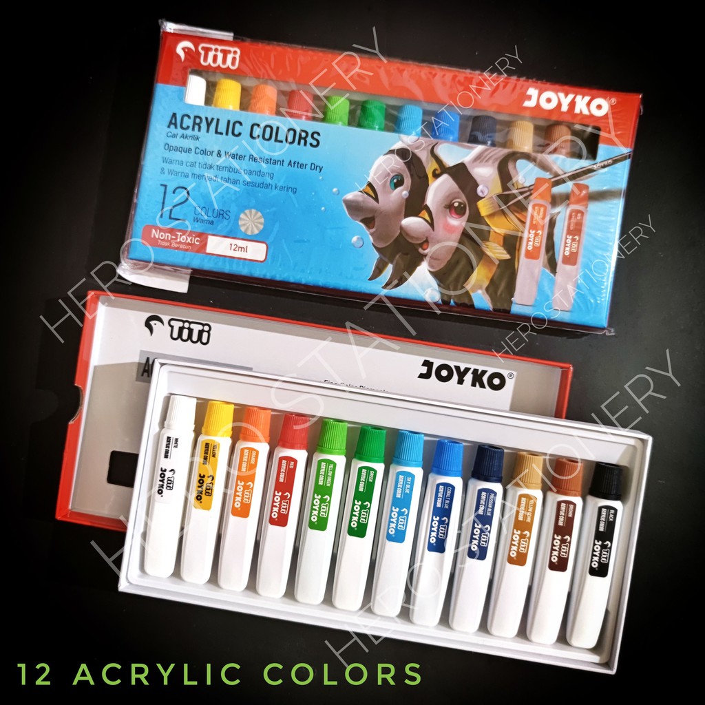 

TITI Joyko acrylic colors set cat akrilik 12 warna AC-12ML-12