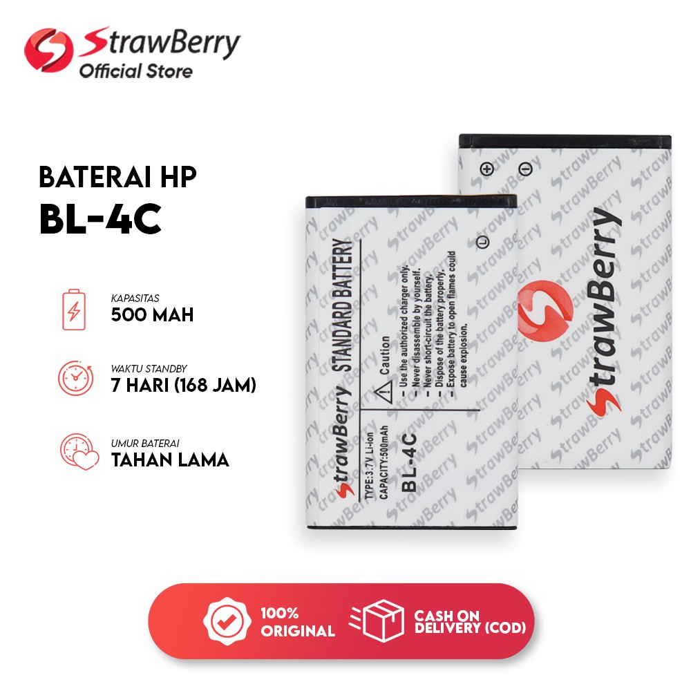 Strawberry BL-4C Baterai 500 mAh ST99 Bomb ST11 Stone ST22 ST368 Maike ST1272 ST3520