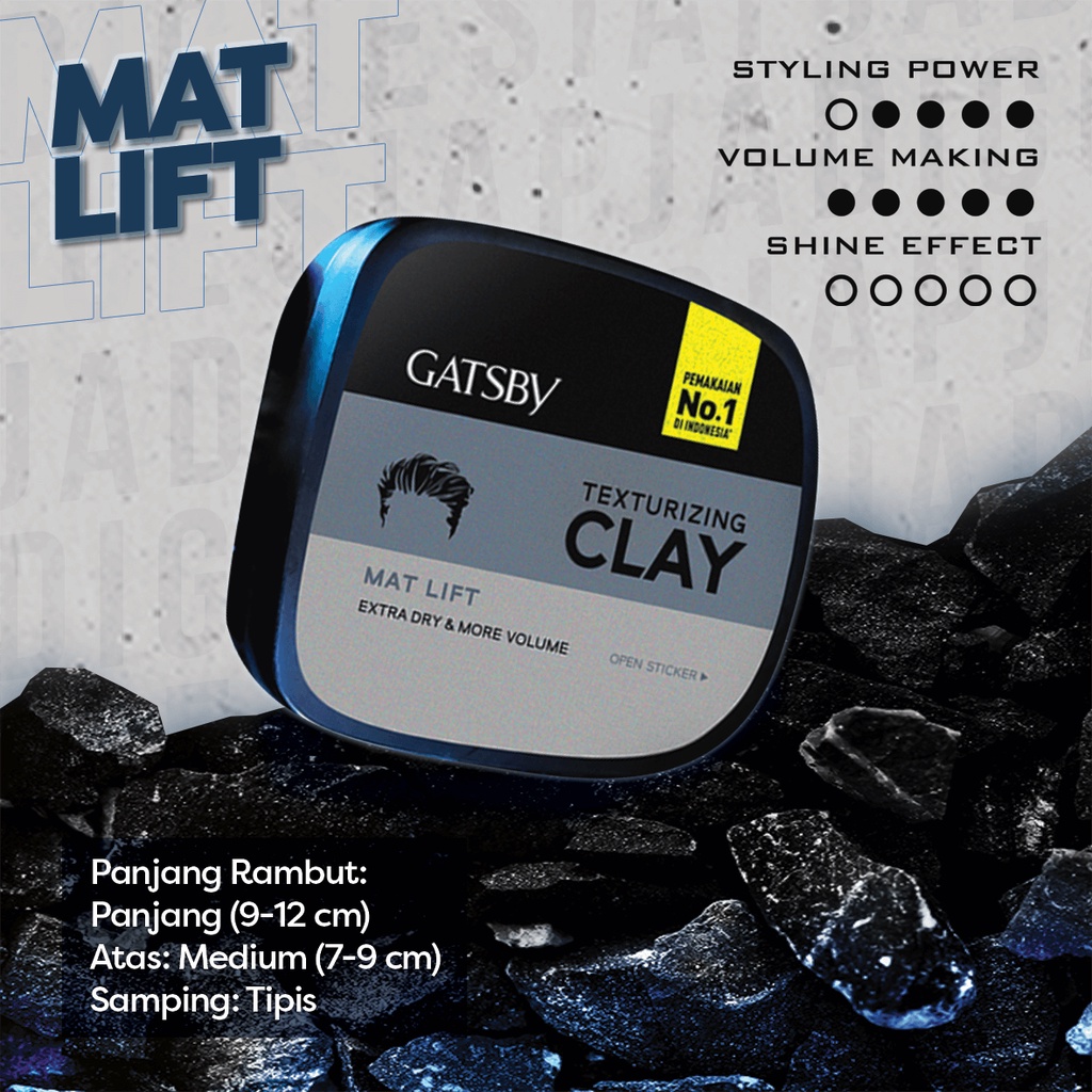 GATSBY TEXTURIZING CLAY minyak rambut 20gr//75gr