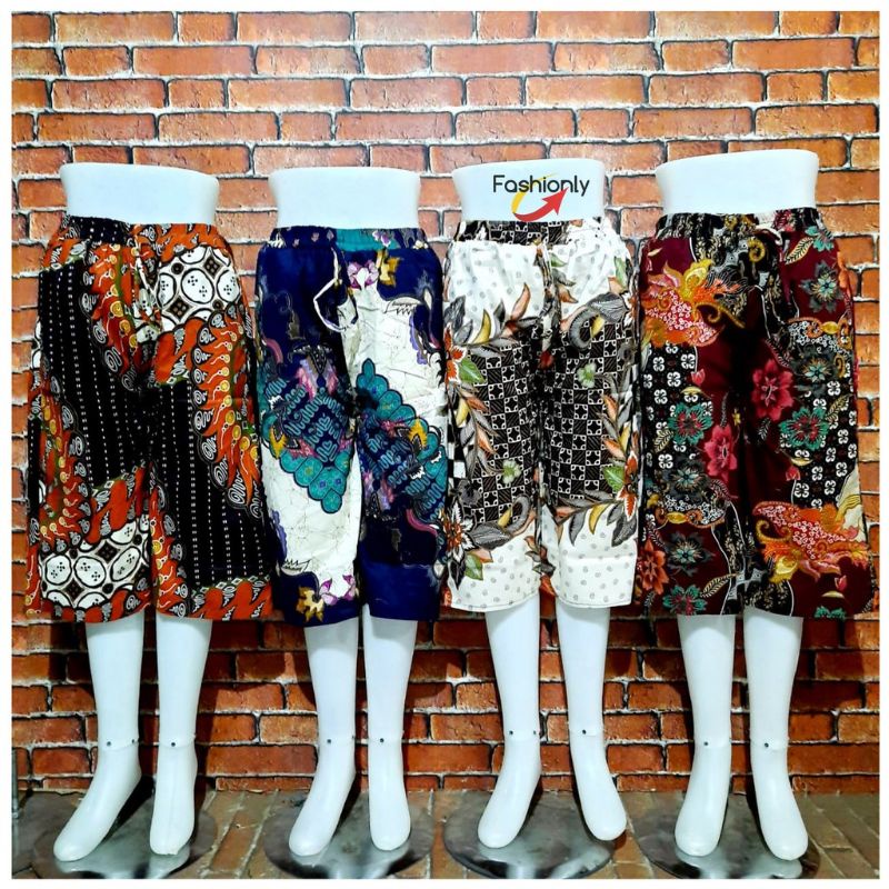 KULOT PENDEK MOTIF BATIK DAN BUNGA / KULOT PENDEK 7/8 MOTIF / KULOT WANITA PENDEK BAHAN KATUN STRETCH