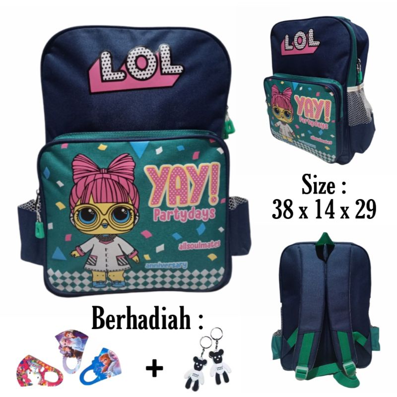 tas ransel anak terbaru - tas sekolah anak - tas anak perempuan LOL bonus Gantungan Tas dan masker