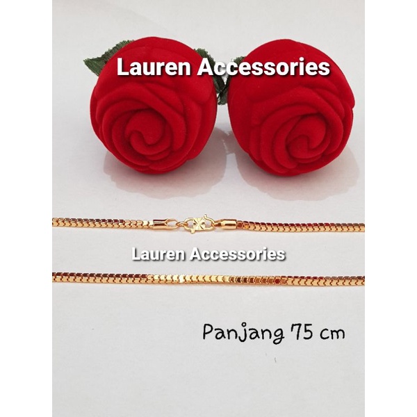 Kalung Dewasa Panjang 75cm Motif Milano Kaca Perhiasan Imitasi Lapis Emas Kuning KL 2409