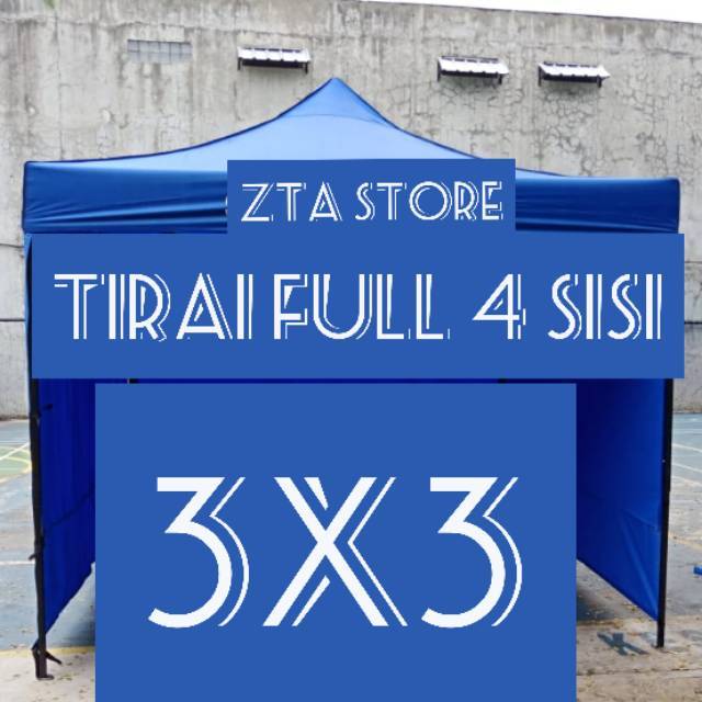 Tenda lipat 3x3 plus tirai 4 sisi tenda cafe bazar