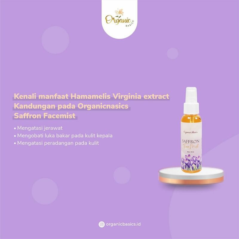 [DISTRI] (BUY 1 FREE COMPRESSED MASK) ORGANICBASICS SAFFRON FACEMIST BPOM 100ML