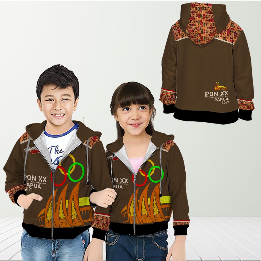 Jaket Anak Hoodie PON Pekan Olahraga Nasional Papua 2021 Custom Full Print