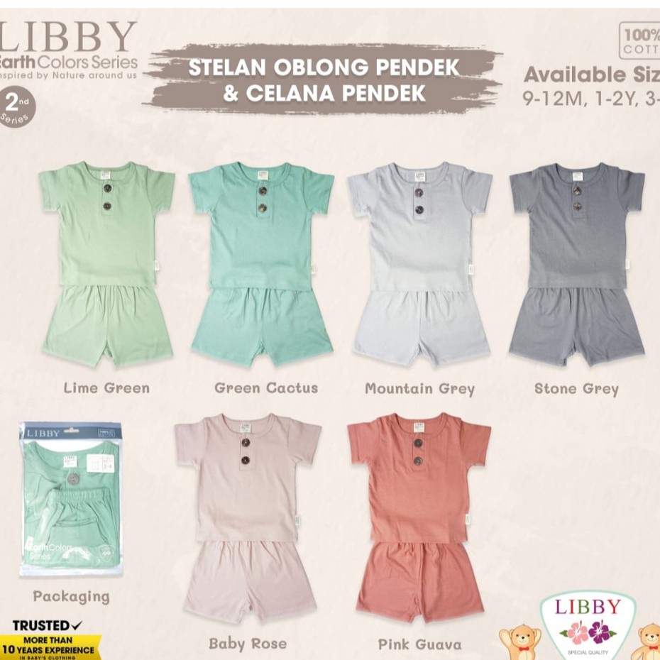 LIBBY EARTH SERIES Setelan Piyama anak Baju anak Oblong PENDEK- Celana PENDEK