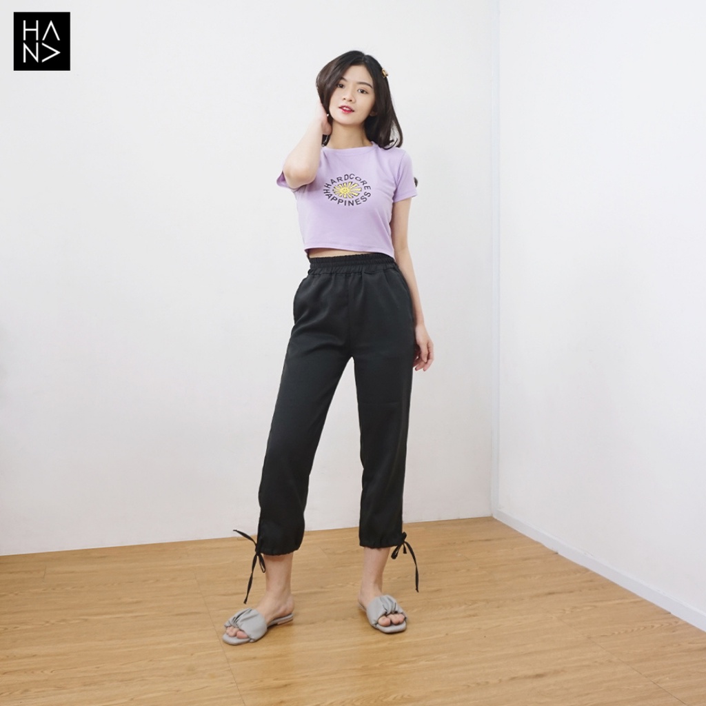 HanaFashion JKT - Hardcore Happiness Crop Top Kaos Crop Tee Lengan Pendek Wanita - CT047