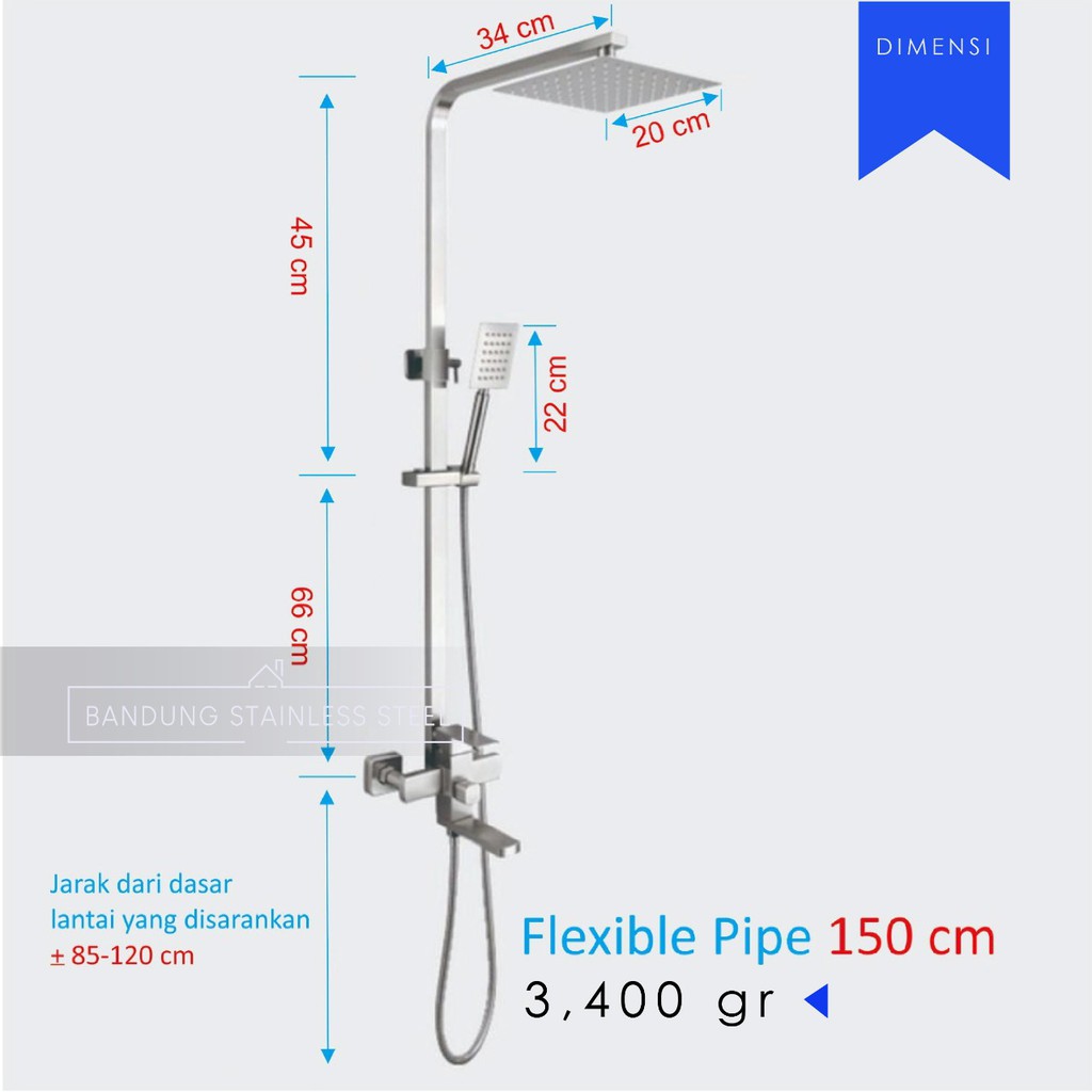 Wall shower keran set Head Hand Shower Kran panas dingin stainless steel