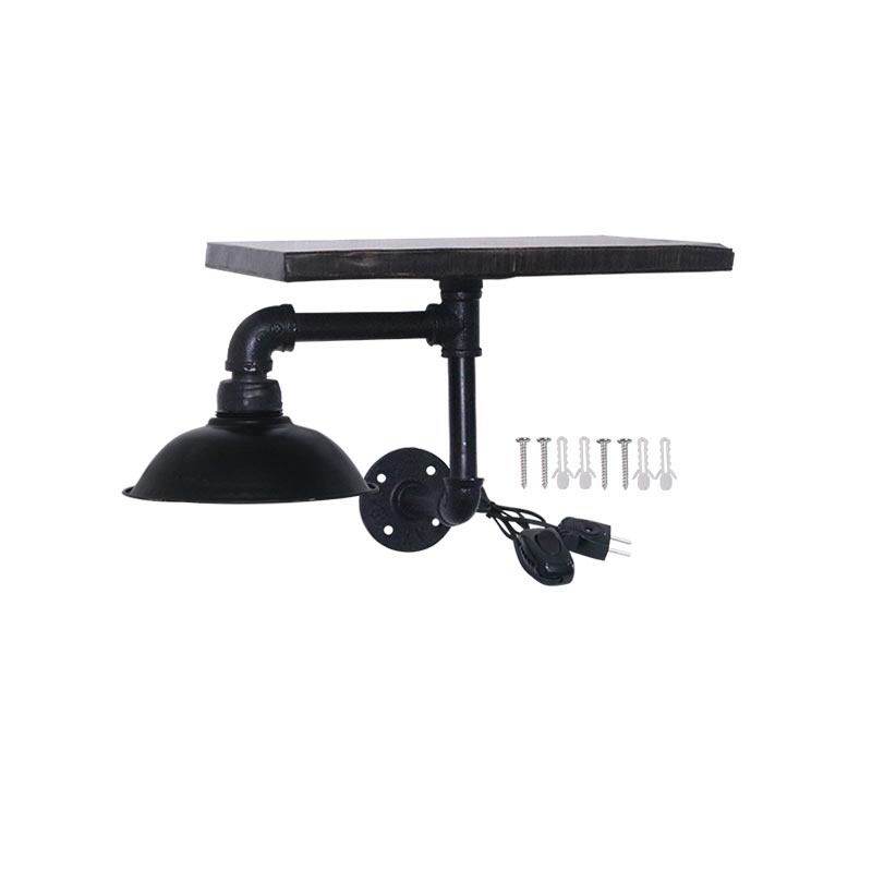 EELIC ELC-M008 Lampu hias meja kap klasik pipa dan papan kayu lengkap dengan tombol switch on/off me