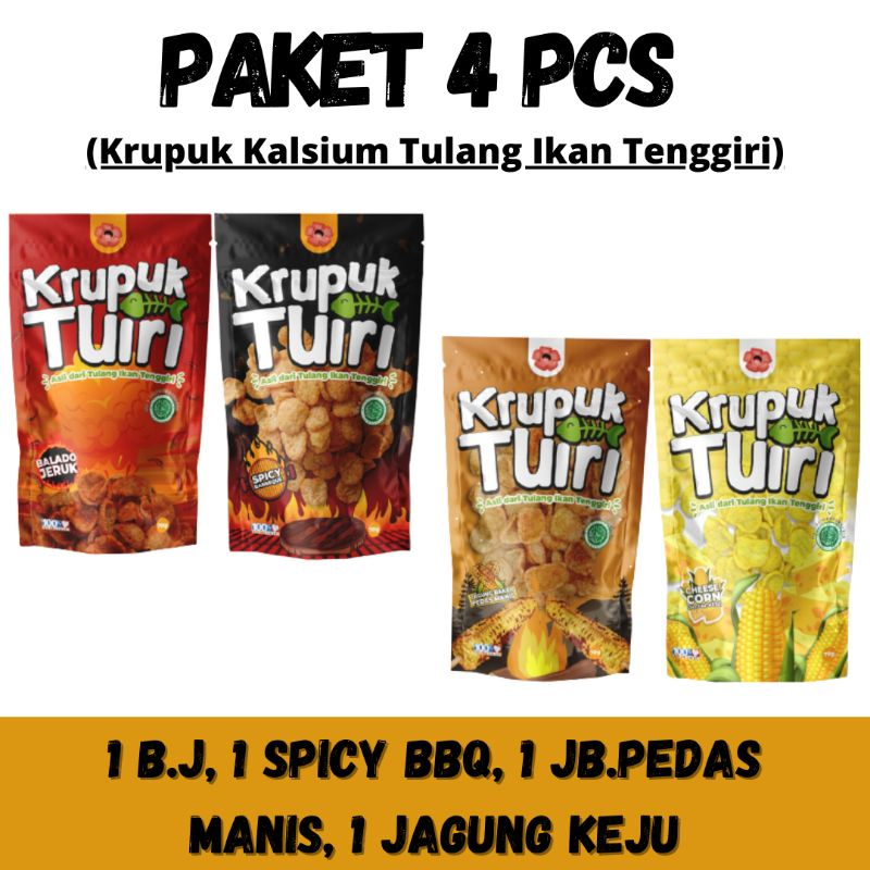 [PAKET 4 PCS] KRUPUK TUIRI / Krupuk Tulang Ikan Tenggiri / Netto 70gr