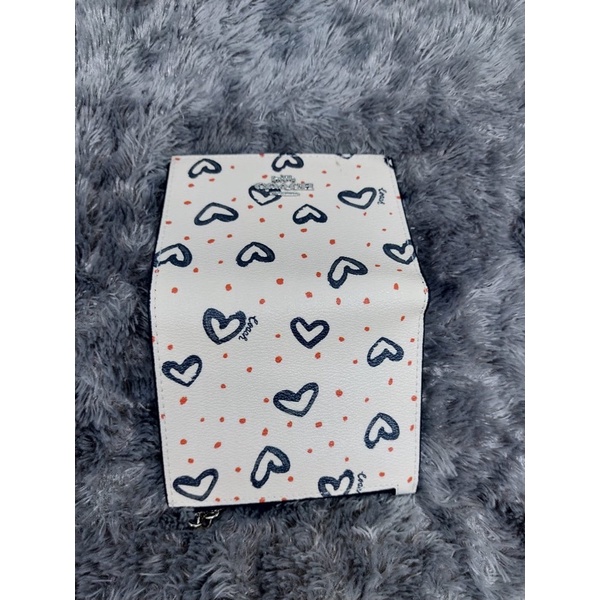 Coach Snap Card Case With Crayon Hearts Print