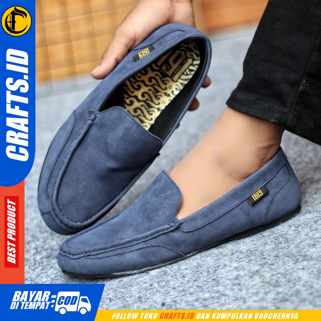 Sepatu Casual Pria  Sepatu Slip On Pria Kulit Suede Kerja Kantor Kuliah Kondangan Sepatu Slop Pria Sepatu Hitam Pria CRAFTS MORD