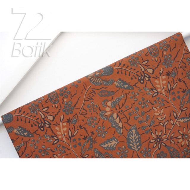 KAIN BATIK KATUN Premium Motif Kembang Setaman Warna Orange Oranye Oren 725586 Cap 72 Jarik Jarit Samping Kebat Panjang Batik Katun Modern Premium Bahan Seragam Batik Pernikahan Kantor Keluarga Murah Kamen Jadi Batik Bali Lembaran