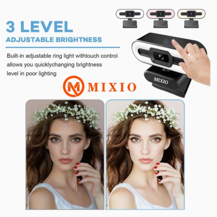 KOMPUTER & LAPTOP AKSESORIS KOMPUTER & LAPTOP MIXIO F11 PRO WEBCAM 2K 4MP QHD 1440P RING LIGHT LED K