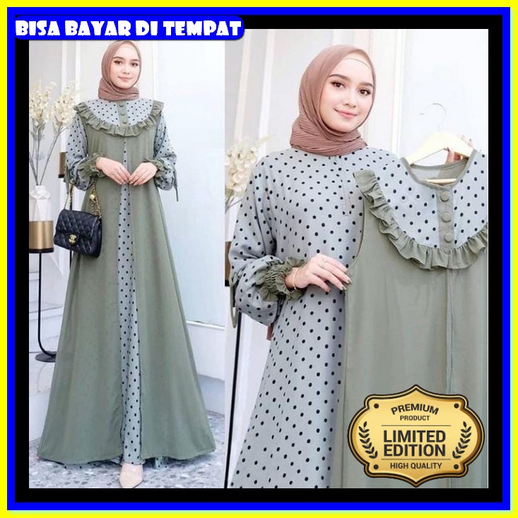 Baju Gamis Wanita Terbaru Kerah Motif Bunga Fashion Muslim Model Terba Baju Gamis Syari Wanita Terba