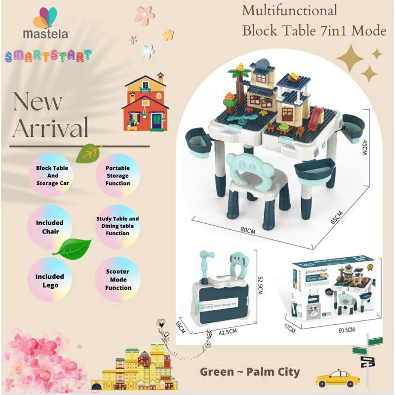 MASTELA Multifunctional Blocks Table 7 in 1 Mode / Mainan edukasi