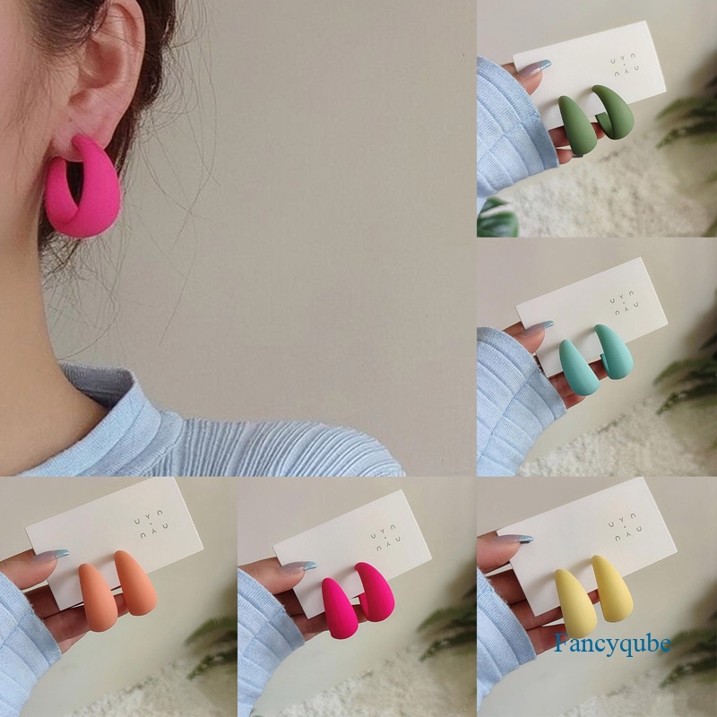 Fancyqube Anting Bentuk C Warna Biru Gaya Korea Untuk Anak Perempuan