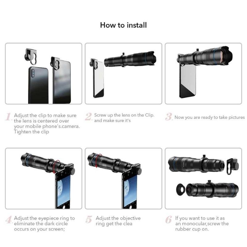 APEXEL Lensa Smartphone Telephoto Lens 60X Tripod Remote APL-JS60XJJ09