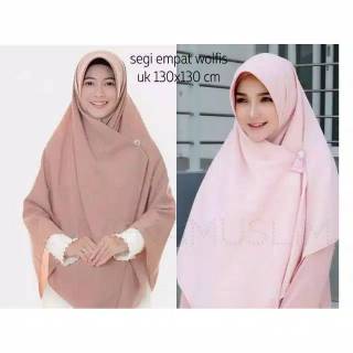  Jilbab  Segi  Empat  Jumbo Wolfis  130 X 130 Kerudung Wanita 