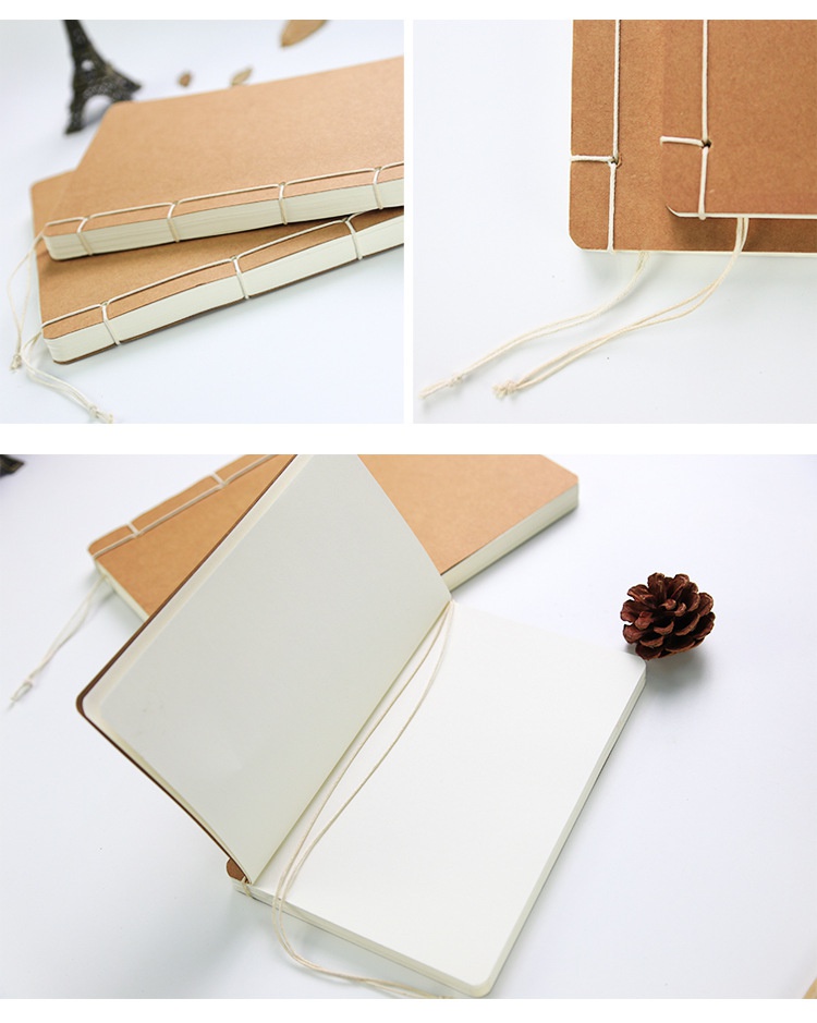 Buku Notebook / Catatan / Sketsa Kertas Kraft Retro Handmade Ukuran A5 Untuk Stationery Sekolah / Kantor