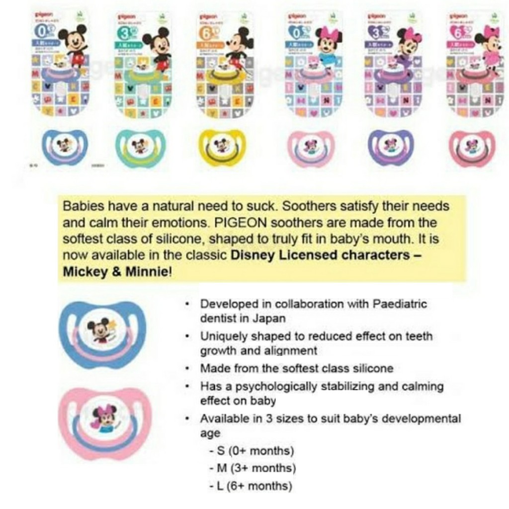 PIGEON Silicone PACIFIER MICKEY MINNIE DISNEY FUNFRIENDS Import Ukuran S, M, L Soother Empeng Bayi ASLI