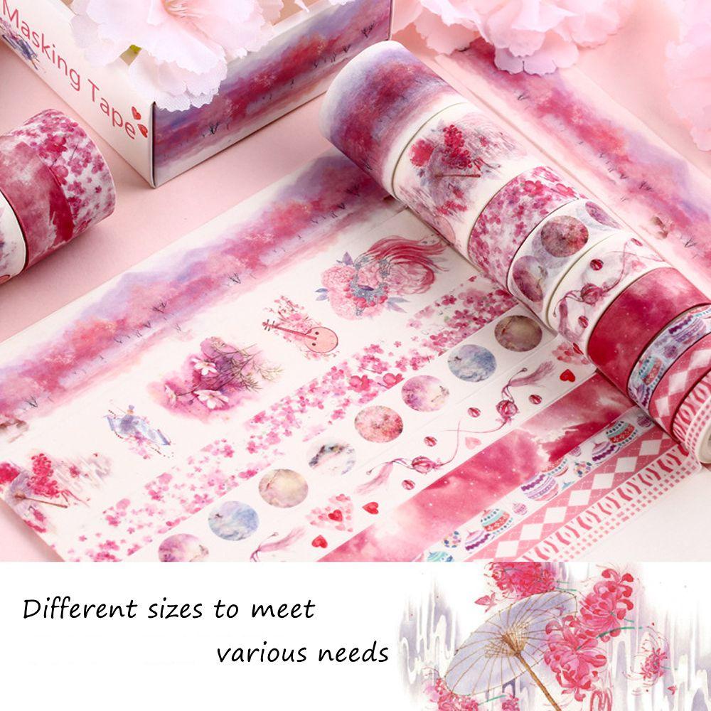 R-flower 10 Rol / Set Tape / Selotip Washi Motif Bunga Romantis Untuk Dekorasi Scrapbook