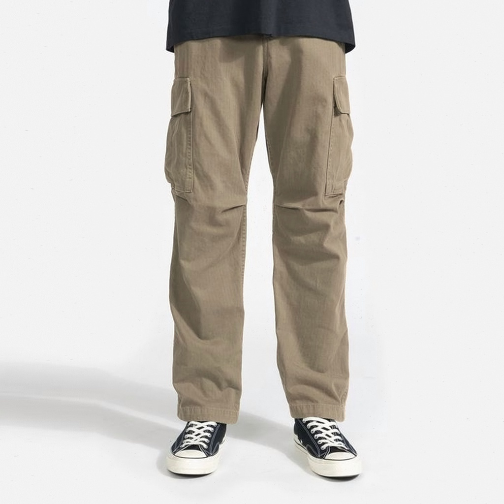 DRITTORONZIO Long Pants Cargo - Celana Cargo Panjang Unisex - Brown