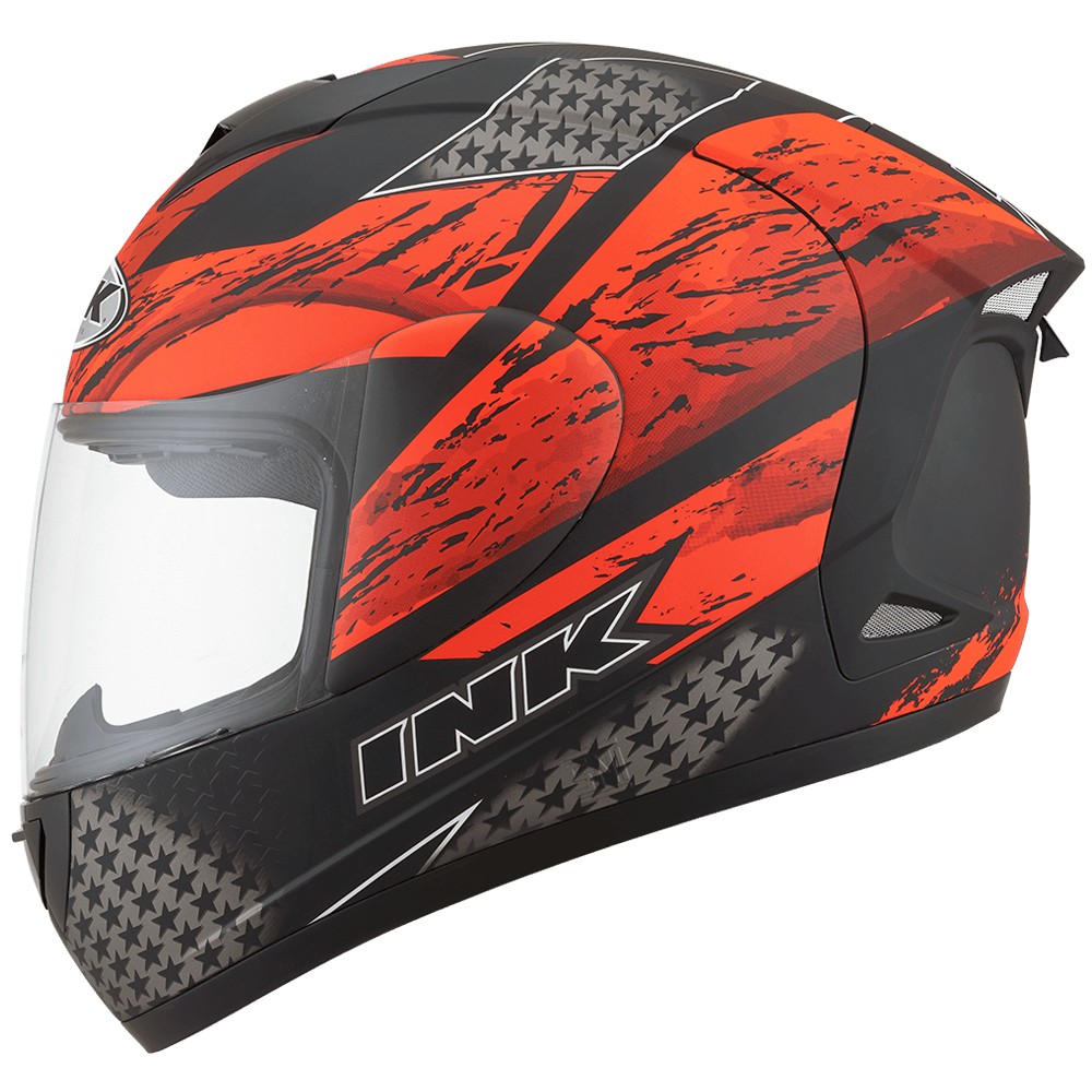 HELM INK CL MAX #7 - BLACK MATT/RED FLUO