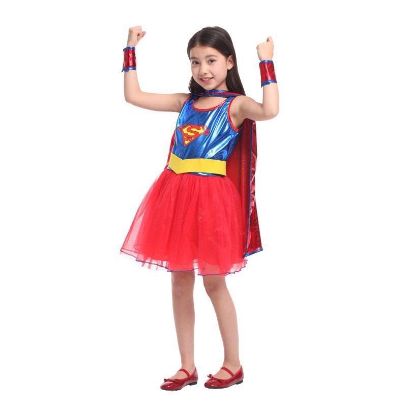 Kostum cosplay supergirl super girl anak
