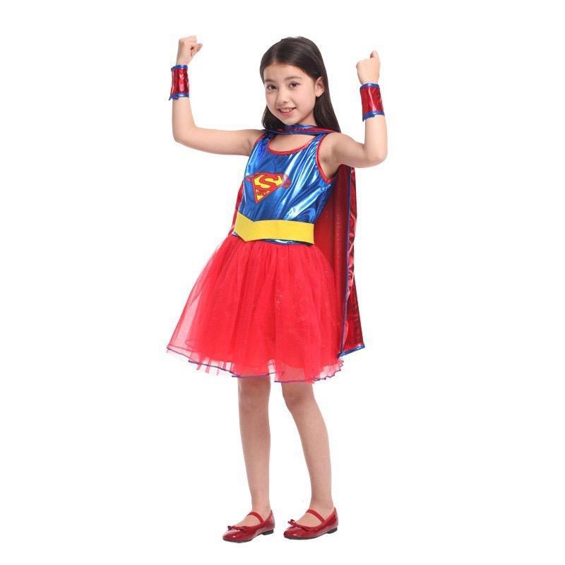 Kostum cosplay supergirl super girl anak