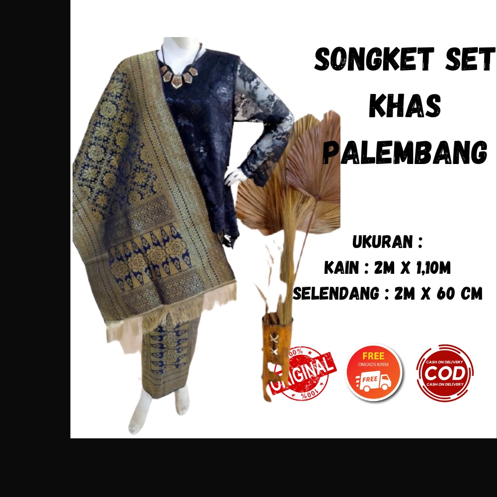 Jual Kain SOngket Khas Palembang Set Motif Lepus Warna Navy | Shopee ...