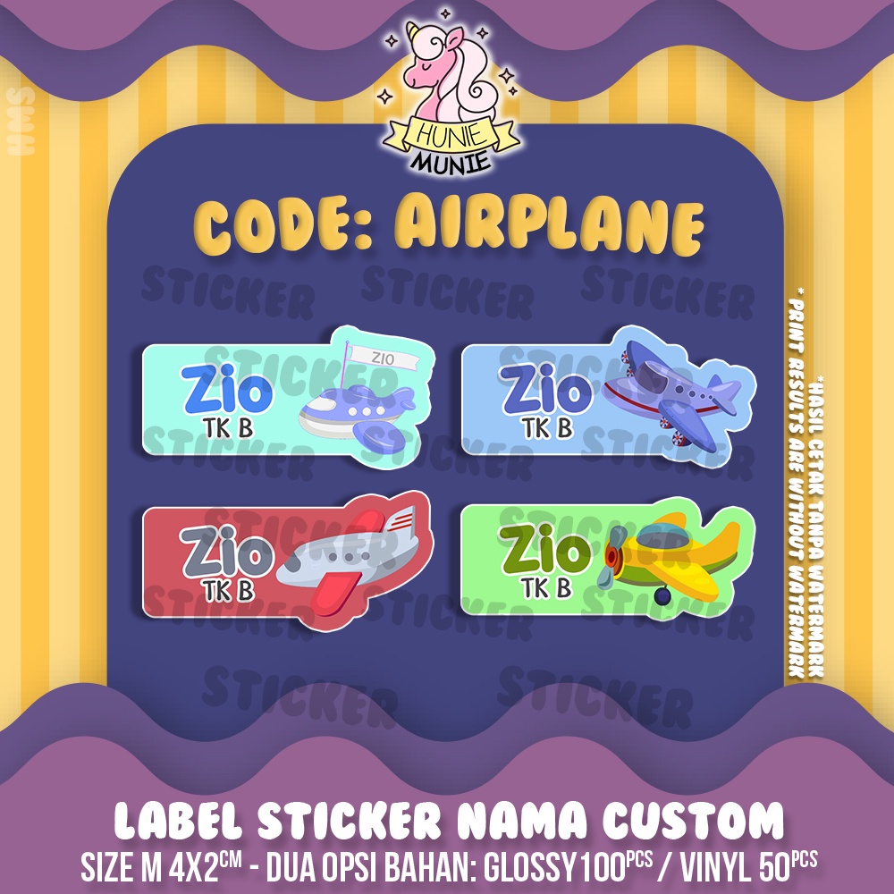 

Sticker Label Nama Custom - Pesawat Airplane Plane (100pcs+) - Stiker Name