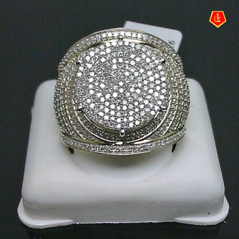 [Ready Stock]Luxury Full Diamond Micro Setting Ring 18K Gold