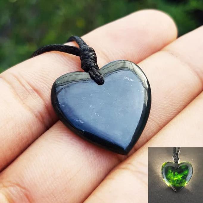 Terlaris Liontin Love Asli Batu Giok Hitam Natural Black Jade Hot