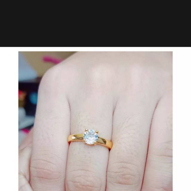 Cincin wanita mata satu gold 18k