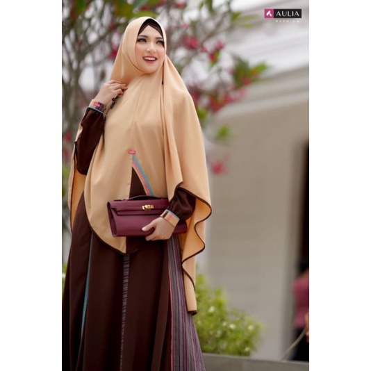 SET GAMIS SYAR'I AULIA FASHION ORIGINAL DAN TERBARU JANUARI SACHIE CHOCOLATE PASTEL YELLOW