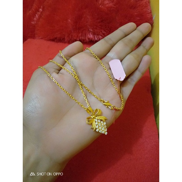 kalung nori medanan liontin permata anggvr lapis emas 24k