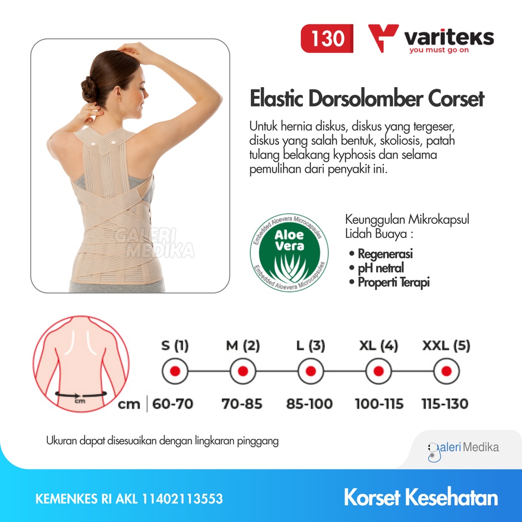 Korset Penegak Punggung Variteks 130 Elastic Dorsolomber Corset - Mengobati Kelainan Bentuk Tulang