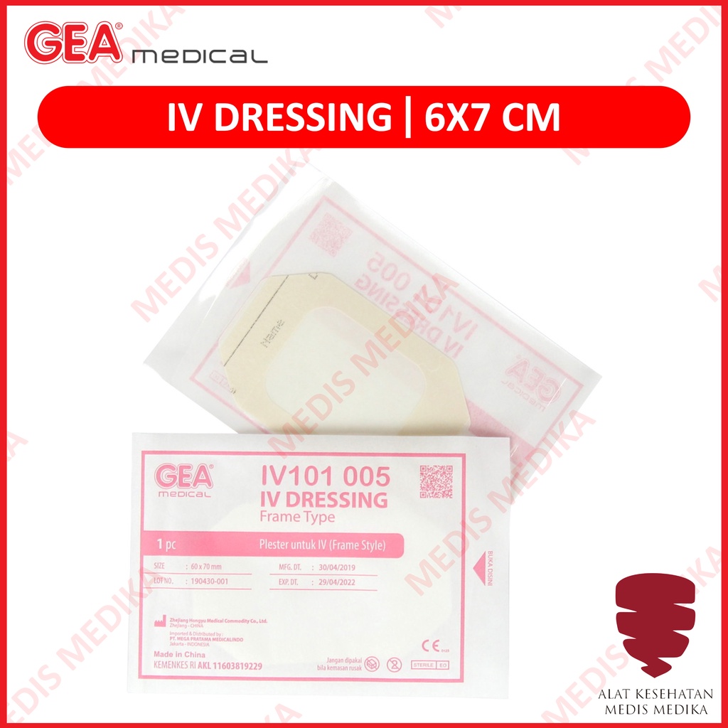 IV Dressing 6x7cm Gea p3k Penutup Luka Plester Infus Film Transparant Anti Air 6x7 6 x 7 cm