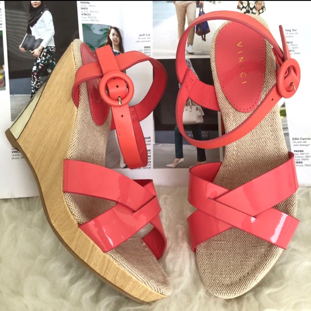 Sandal wedges vincci pink ori sale