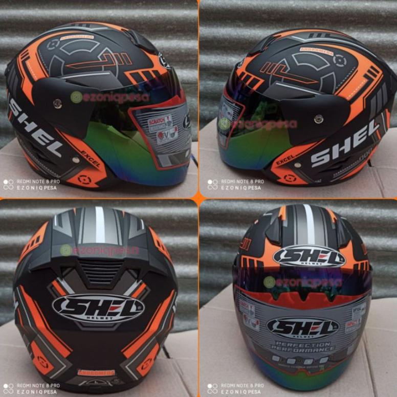 [[BISA COD]] HELM SHEL EXCEL MOTIF ANDROMEDA BLACK ORANGE DOFF